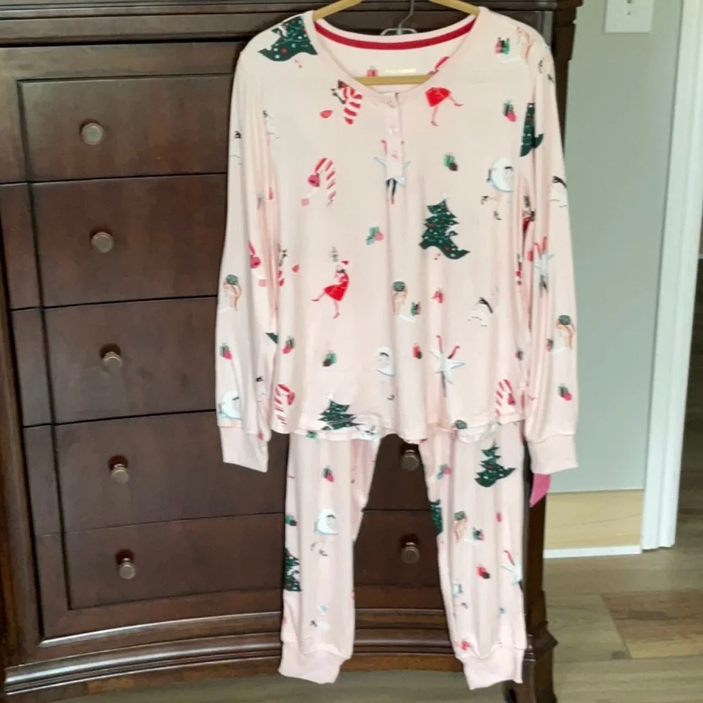 NWT Kate Spade Brushed Jersey Jogger PJ Set Size L Luxurious Lounge Whimsical